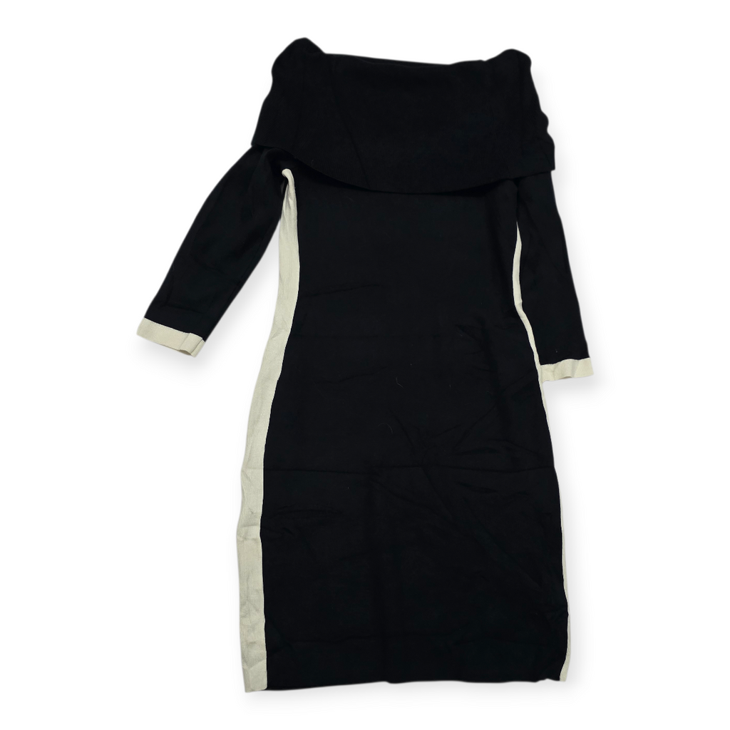 Vestido Tommy Hilfiger Negro Offshoulder Franjas Lateralesxs
