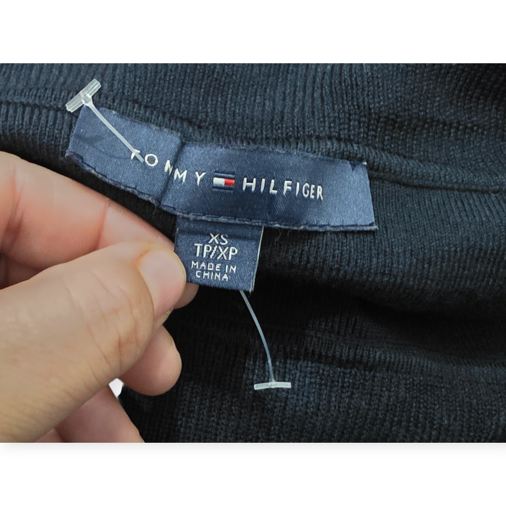 Vestido Tommy Hilfiger Negro Offshoulder Franjas Lateralesxs