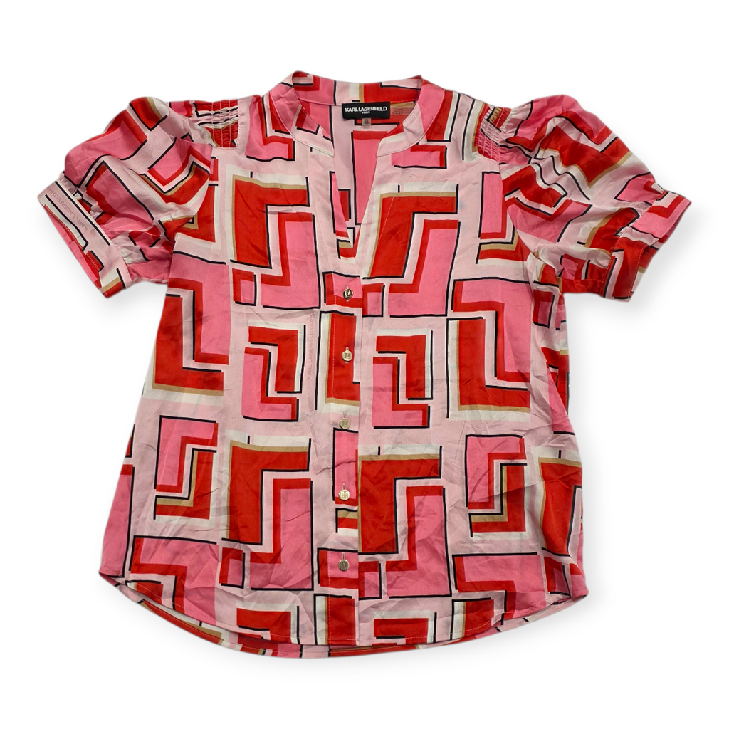 Blusa Karl Lagerfeld De Botones Xs Color Rosa Con Figuras