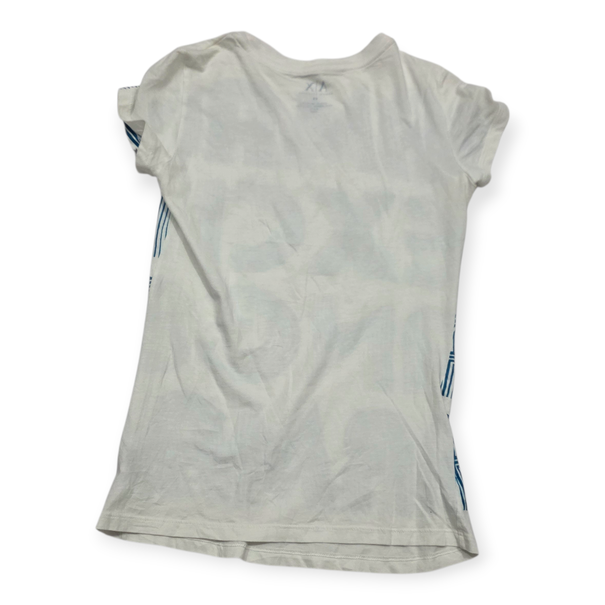 Playera Amarillo Exchange Mujer Xs Blanca Con Letras Azules