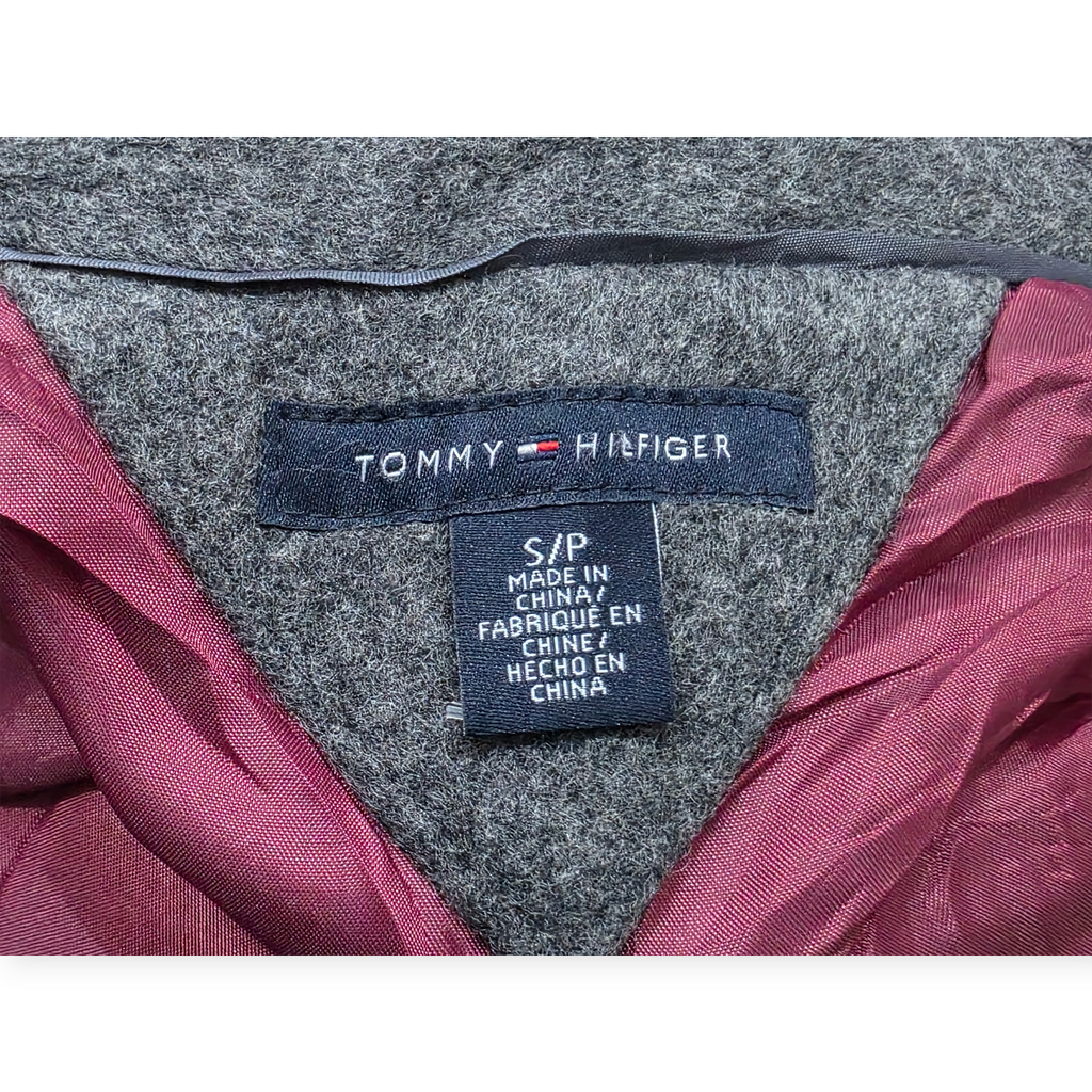 Abrigo Corto Tommy Hilfiger Lana Cashmere Gris Oscuro Mujer