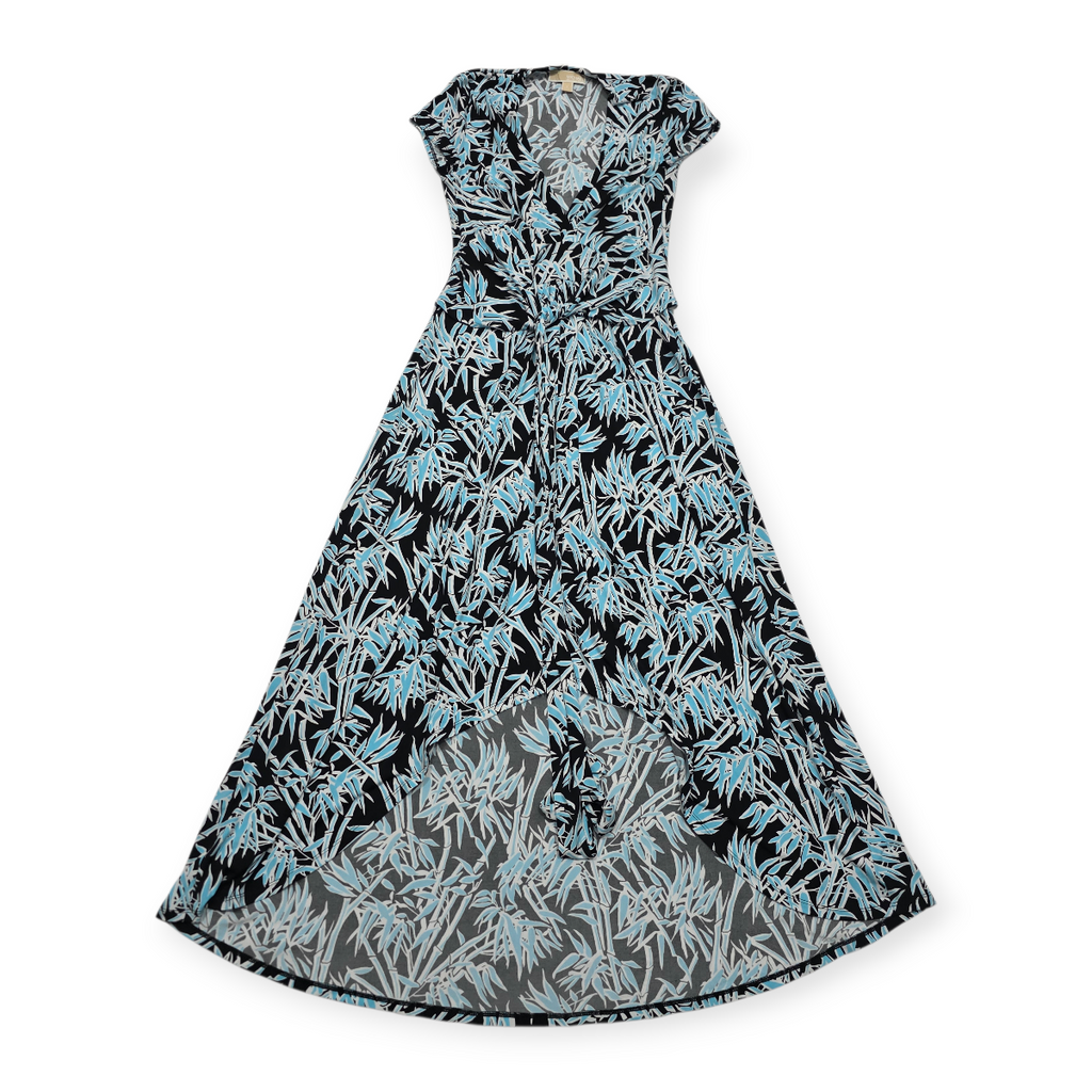 Vestido Michael Kors Largo Azul Negro, Escote En V Talla 4
