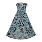 Vestido Michael Kors Largo Azul Negro, Escote En V Talla 4