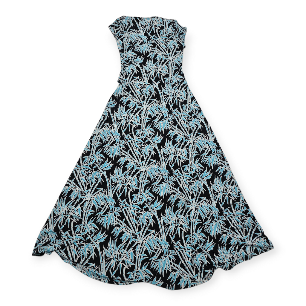 Vestido Michael Kors Largo Azul Negro, Escote En V Talla 4