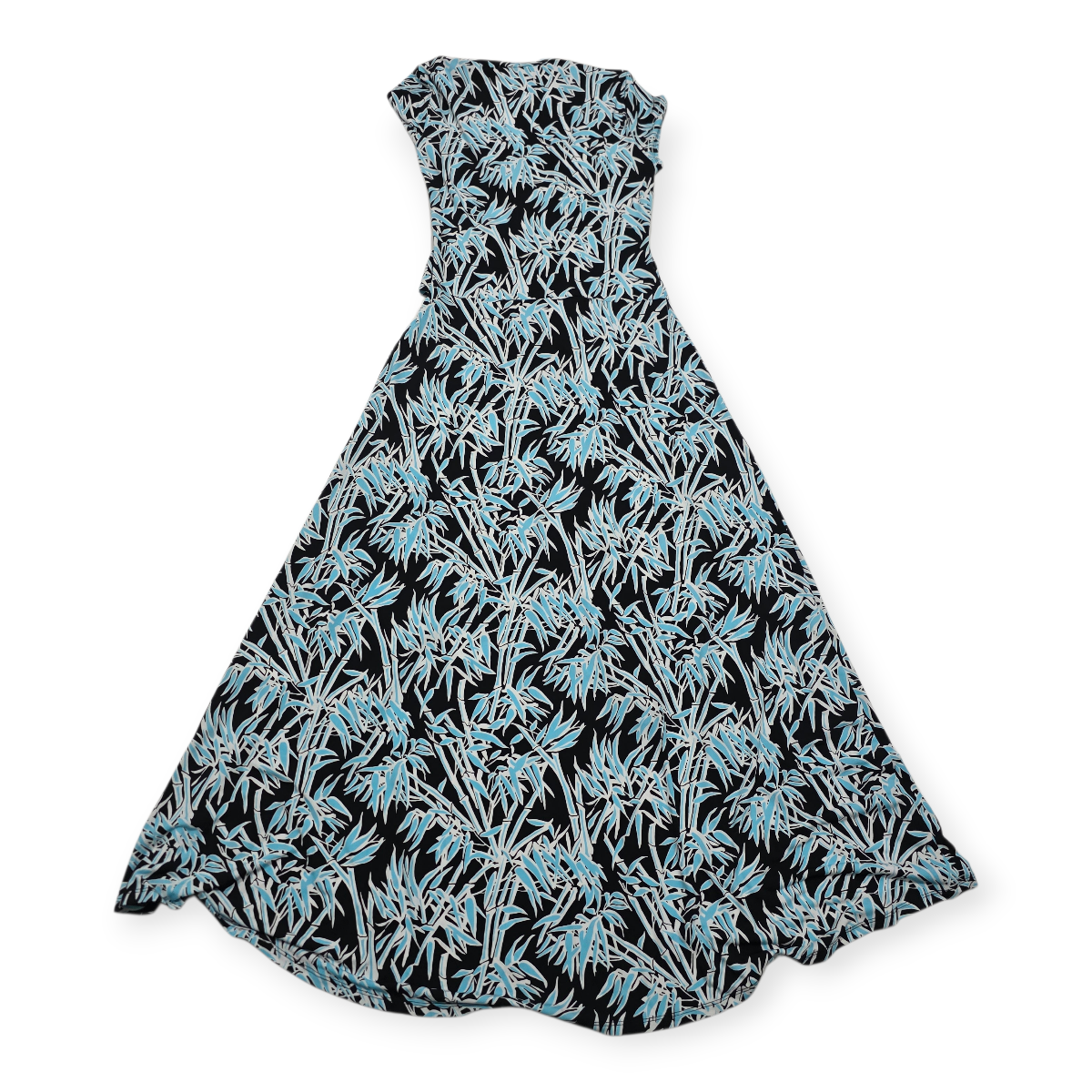 Vestido Michael Kors Largo Azul Negro, Escote En V Talla 4