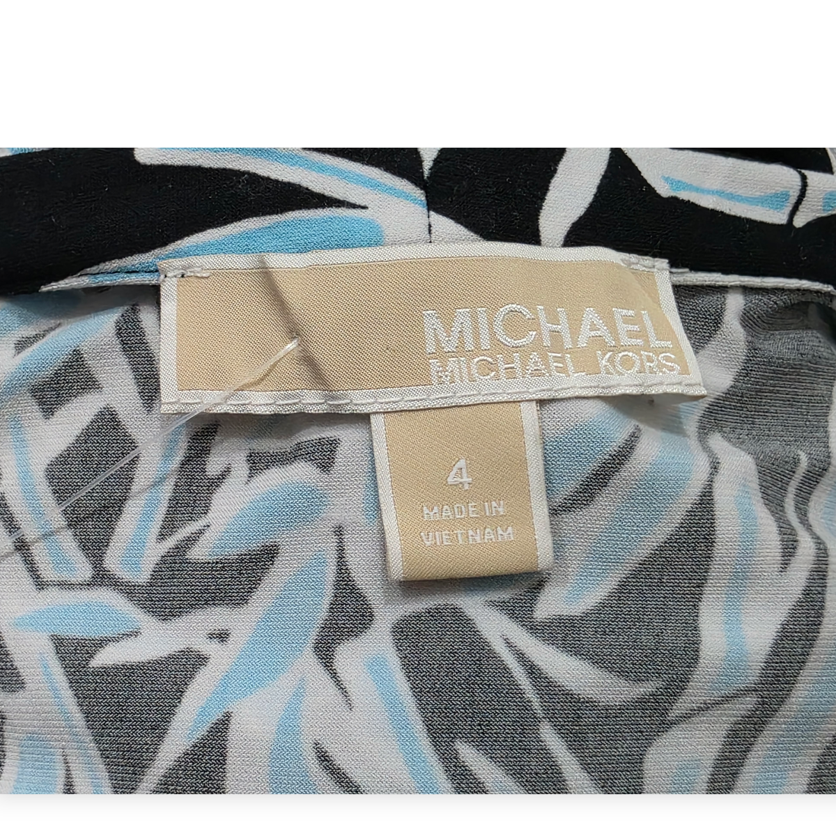 Vestido Michael Kors Largo Azul Negro, Escote En V Talla 4