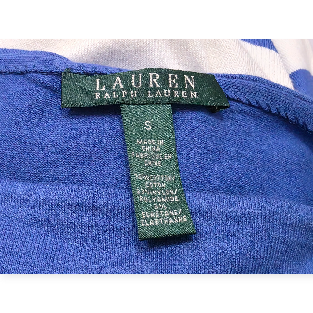 Blusa Ralph Lauren Chico S Azul Celeste De Mujer Rayada