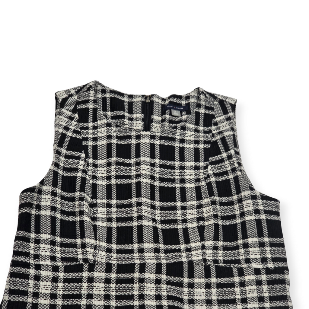 Vestido Tommyhilfiger Sin Mangas Cuadros Blanco Negrotalla8