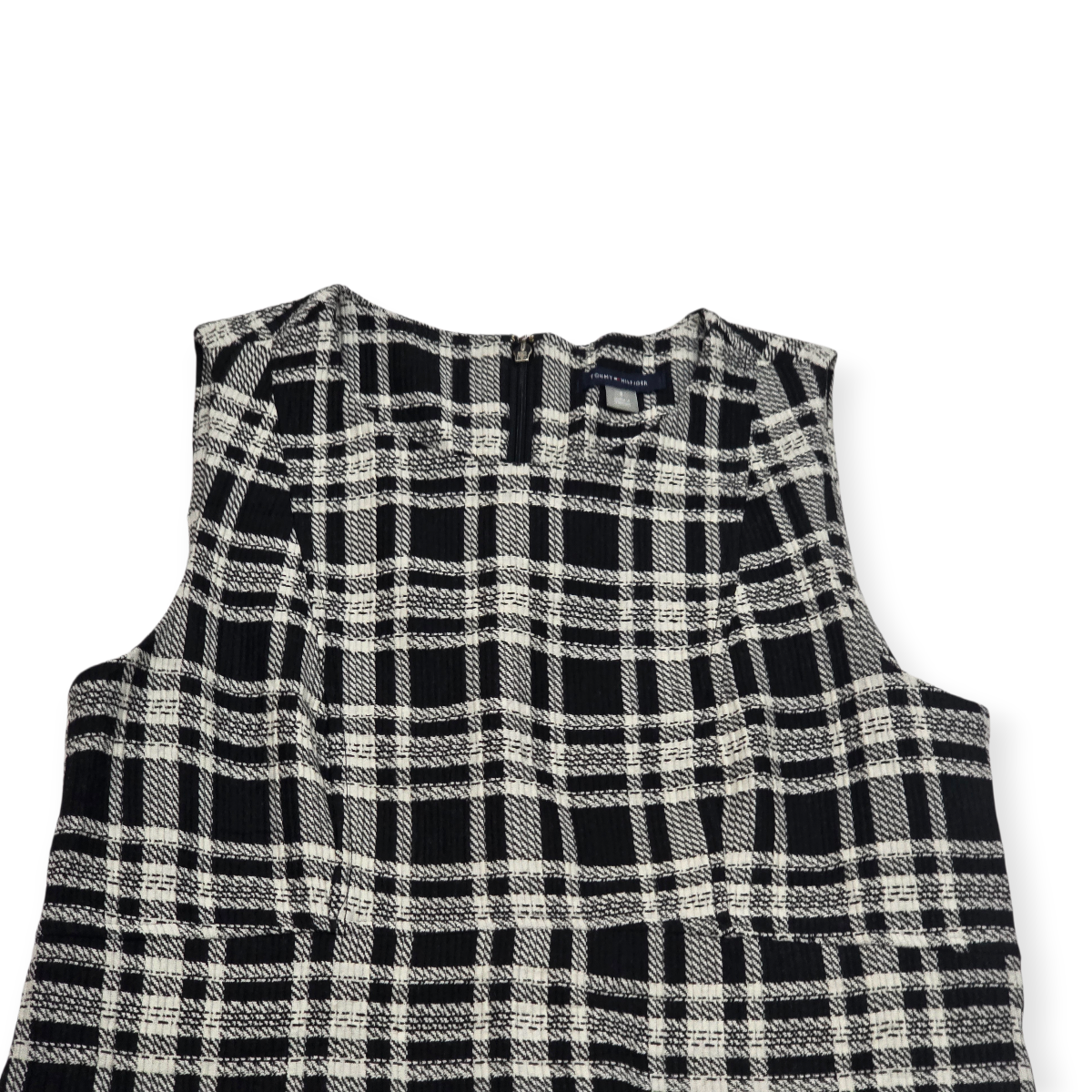 Vestido Tommyhilfiger Sin Mangas Cuadros Blanco Negrotalla8