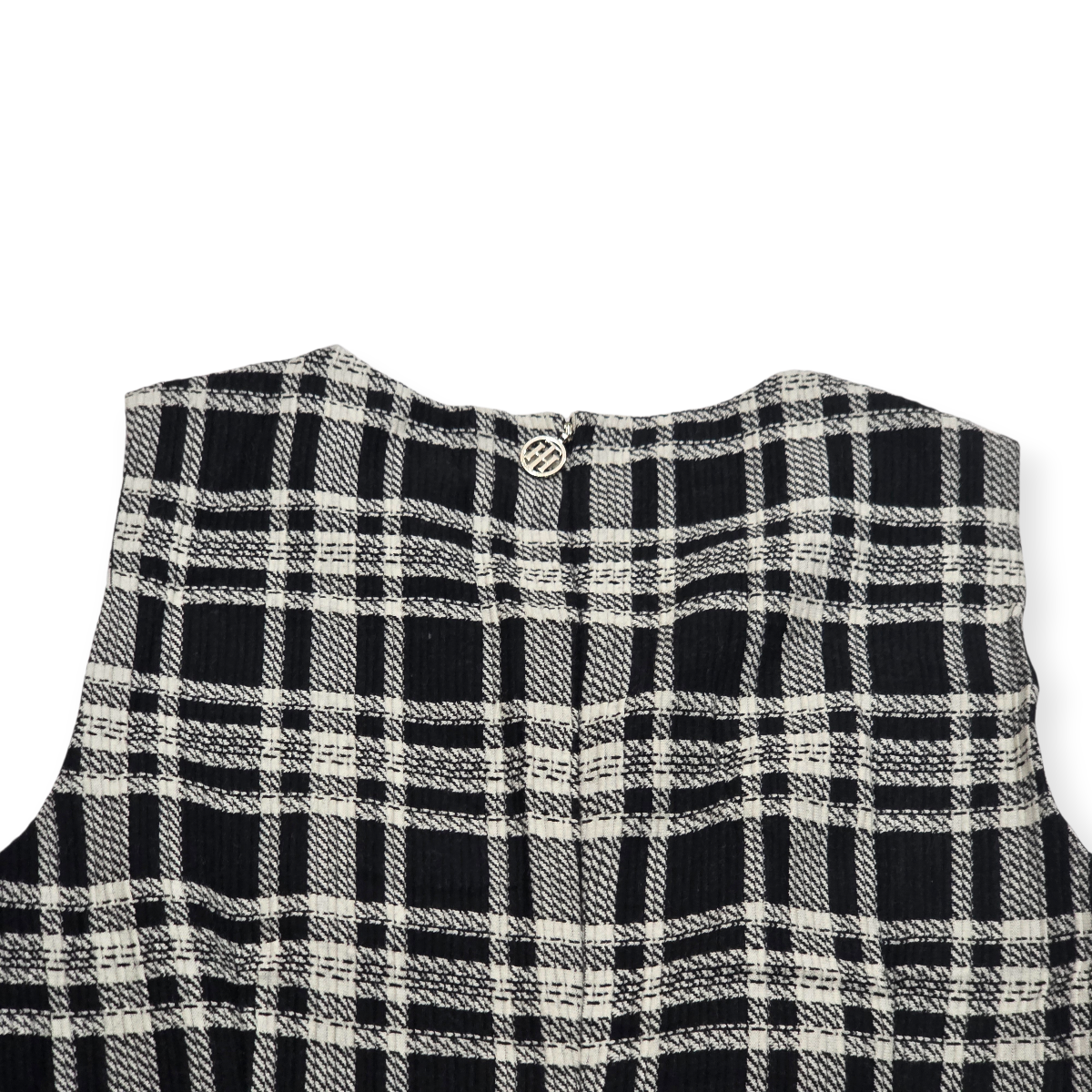 Vestido Tommyhilfiger Sin Mangas Cuadros Blanco Negrotalla8