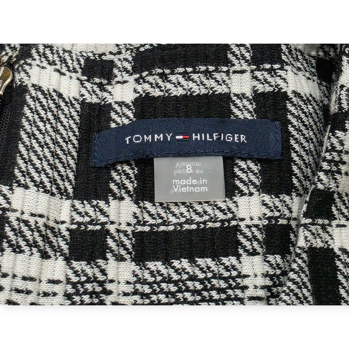 Vestido Tommyhilfiger Sin Mangas Cuadros Blanco Negrotalla8