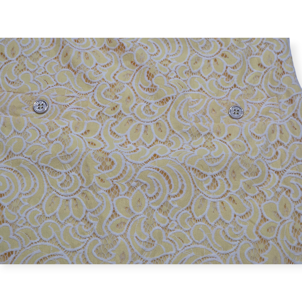 Vestido Michael Kors De Encaje Amarillo Manga Corta Talla Xl