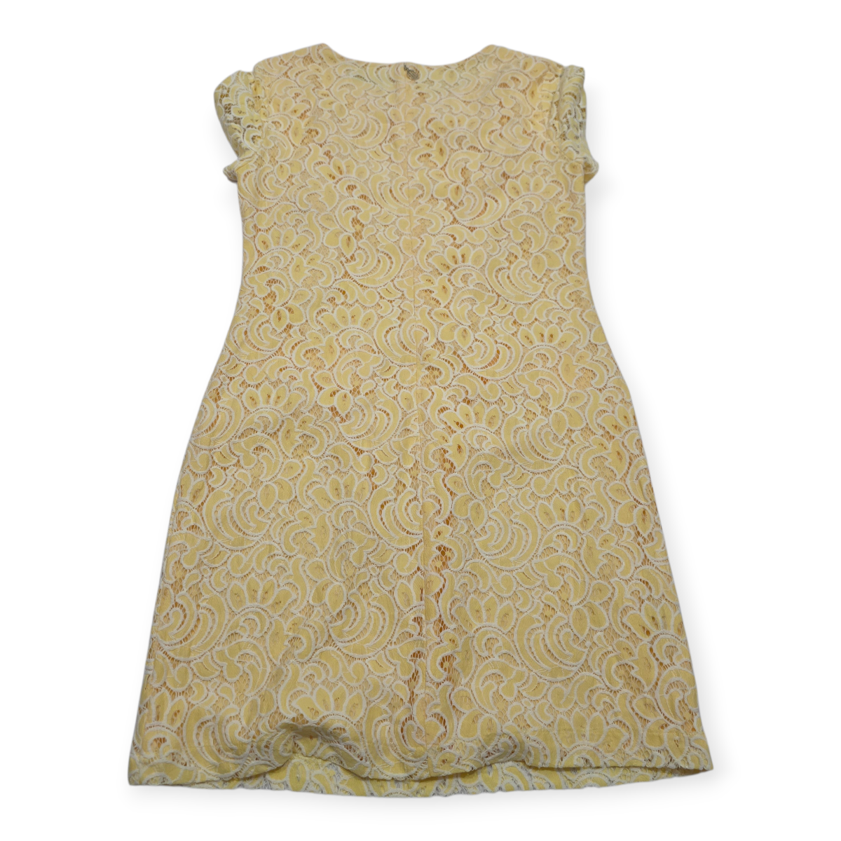 Vestido Michael Kors De Encaje Amarillo Manga Corta Talla Xl