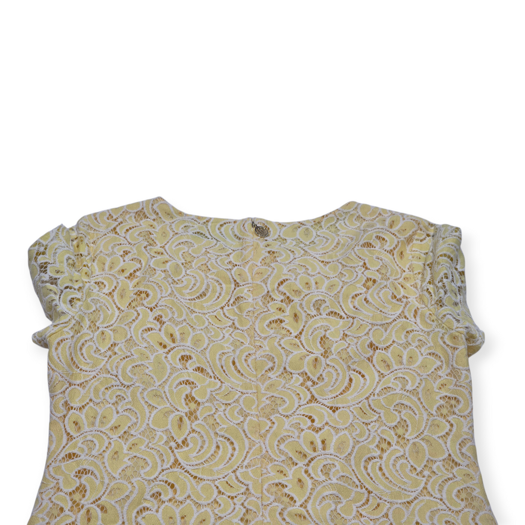 Vestido Michael Kors De Encaje Amarillo Manga Corta Talla Xl