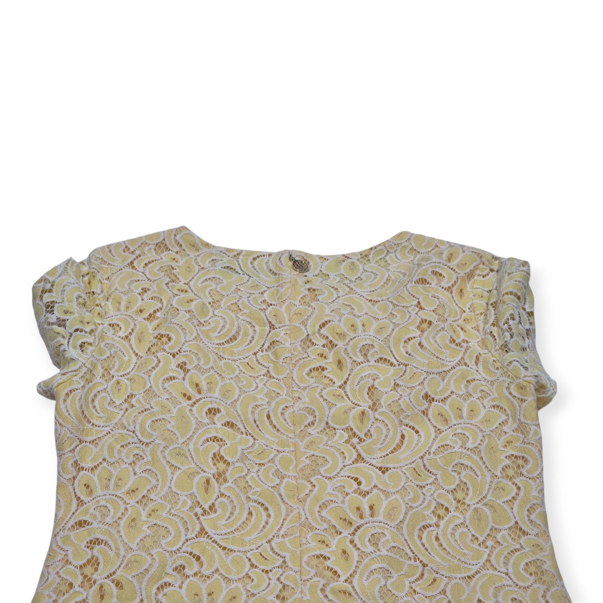 Vestido Michael Kors De Encaje Amarillo Manga Corta Talla Xl
