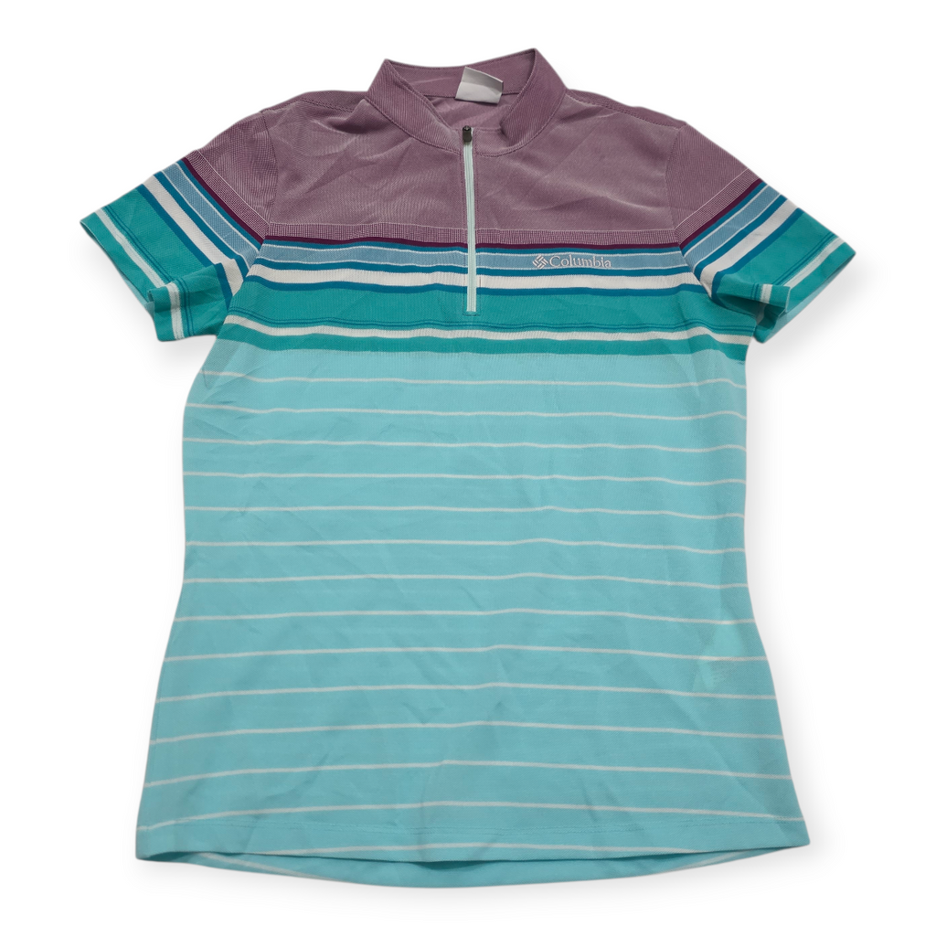 Playera Columbia Deportiva Mediana Azul Con Cierre Frontal