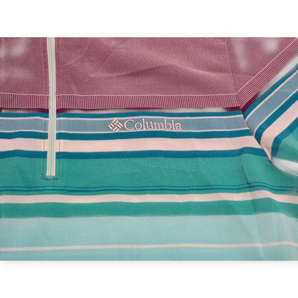 Playera Columbia Deportiva Mediana Azul Con Cierre Frontal