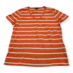 Playera Ralph Lauren Sportmujer Naranja Rayada Pony Amarillo