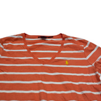 Playera Ralph Lauren Sportmujer Naranja Rayada Pony Amarillo
