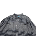 Camisa Columbia Pfg De Mujer 2x Gris Con Azul Con Lineas