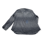 Camisa Columbia Pfg De Mujer 2x Gris Con Azul Con Lineas