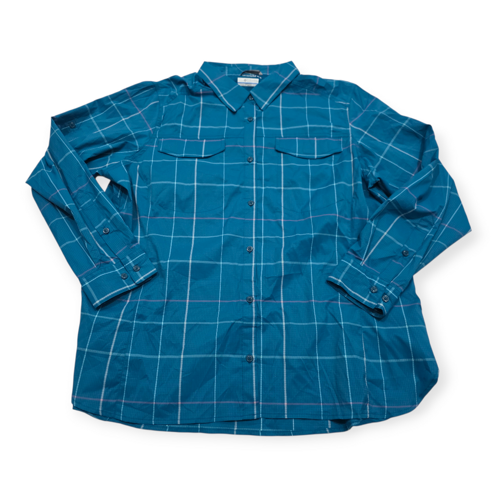 Camisa Columbia Omni Shade Sun Protection Azul A Cuadros