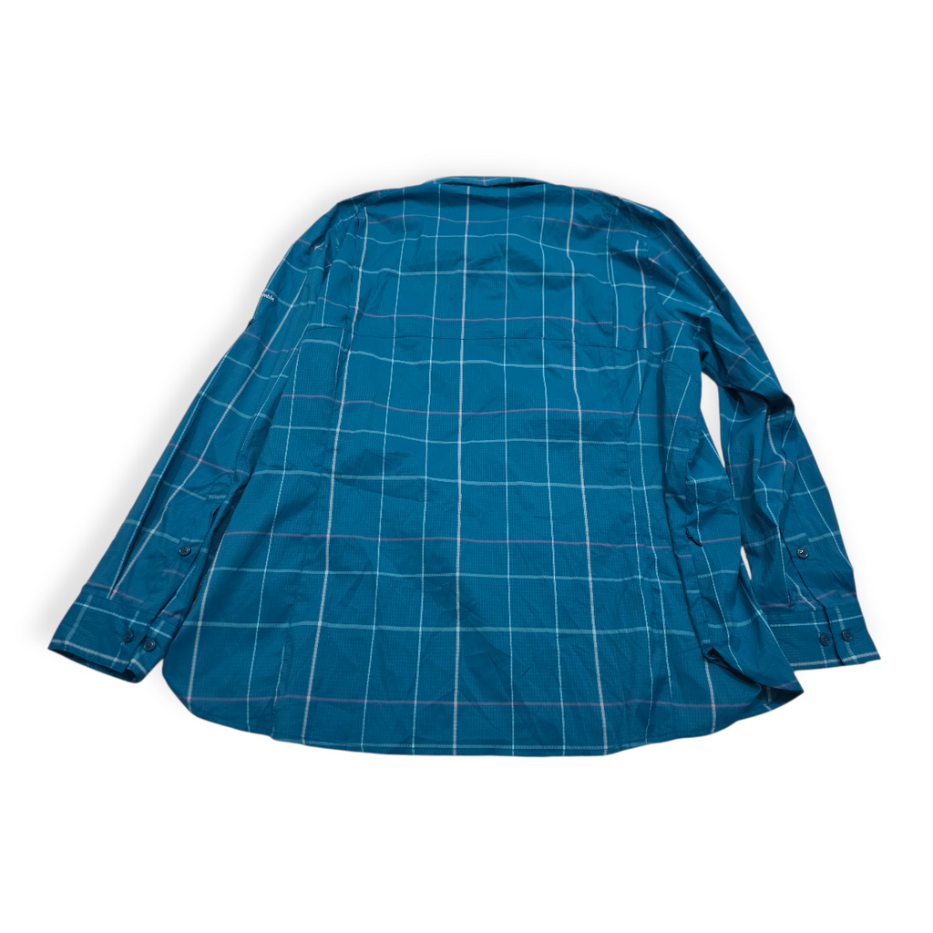 Camisa Columbia Omni Shade Sun Protection Azul A Cuadros