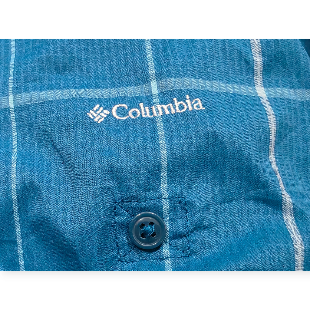 Camisa Columbia Omni Shade Sun Protection Azul A Cuadros