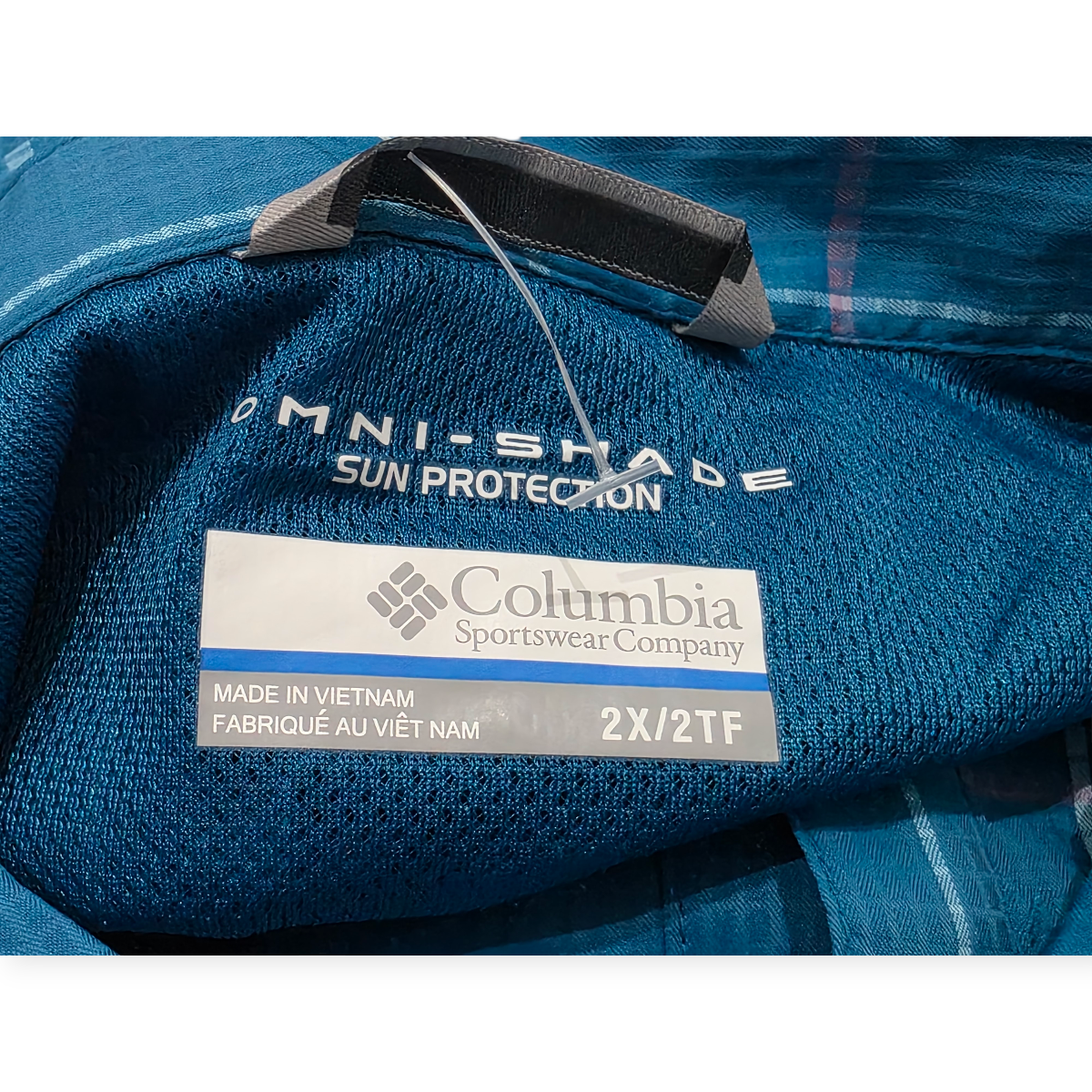 Camisa Columbia Omni Shade Sun Protection Azul A Cuadros