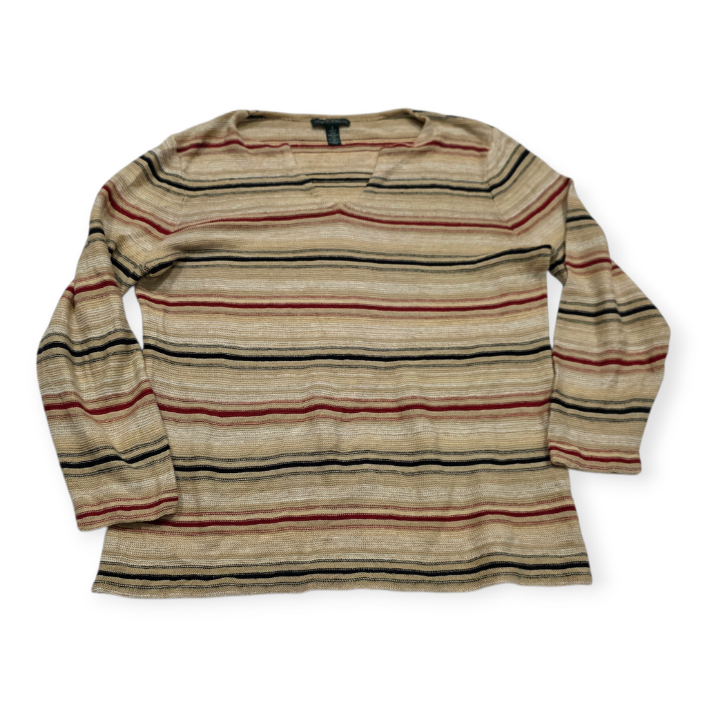Sueter De Lino Ralph Lauren De Mujer Chico S Cafe Rayado (Usado)