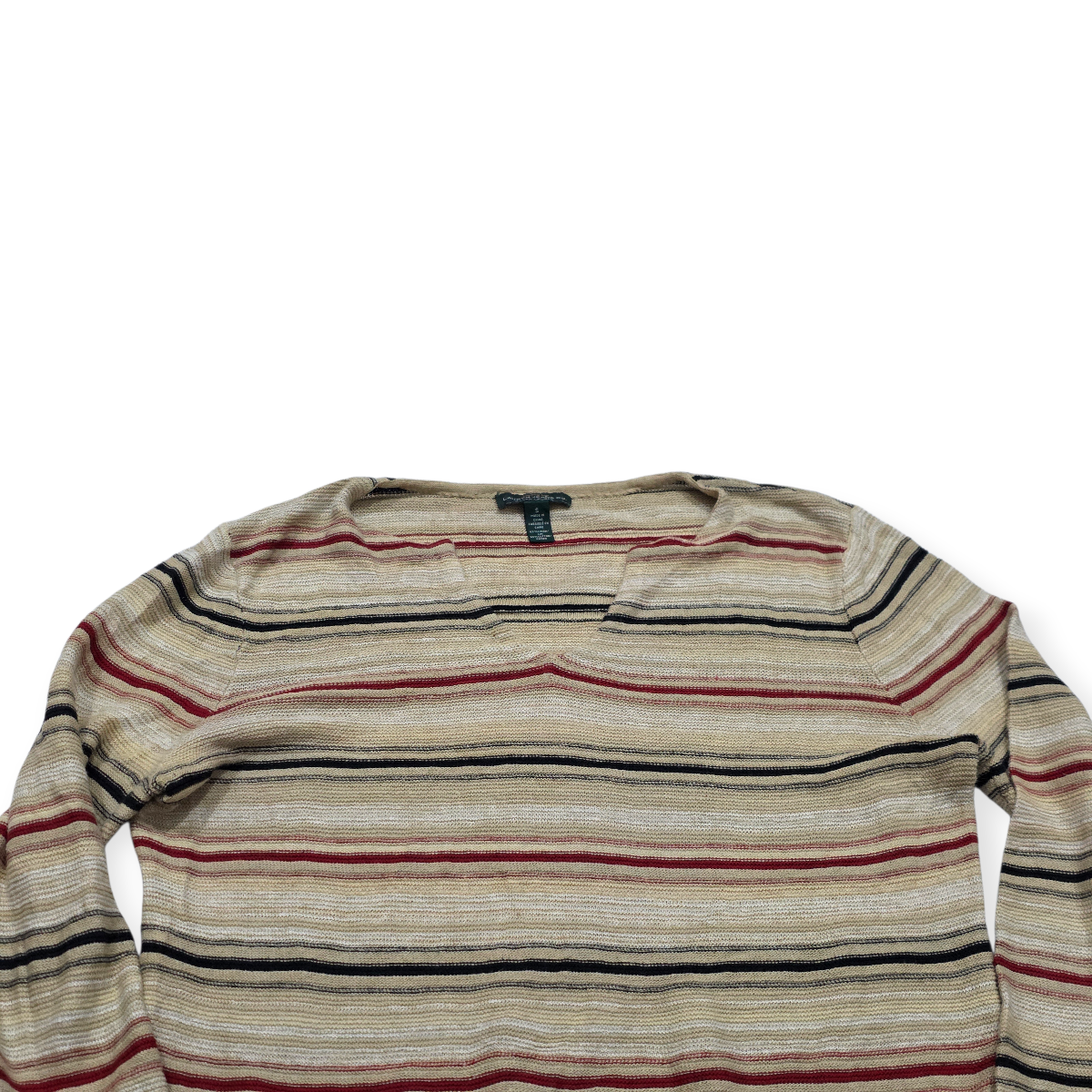 Sueter De Lino Ralph Lauren De Mujer Chico S Cafe Rayado (Usado)