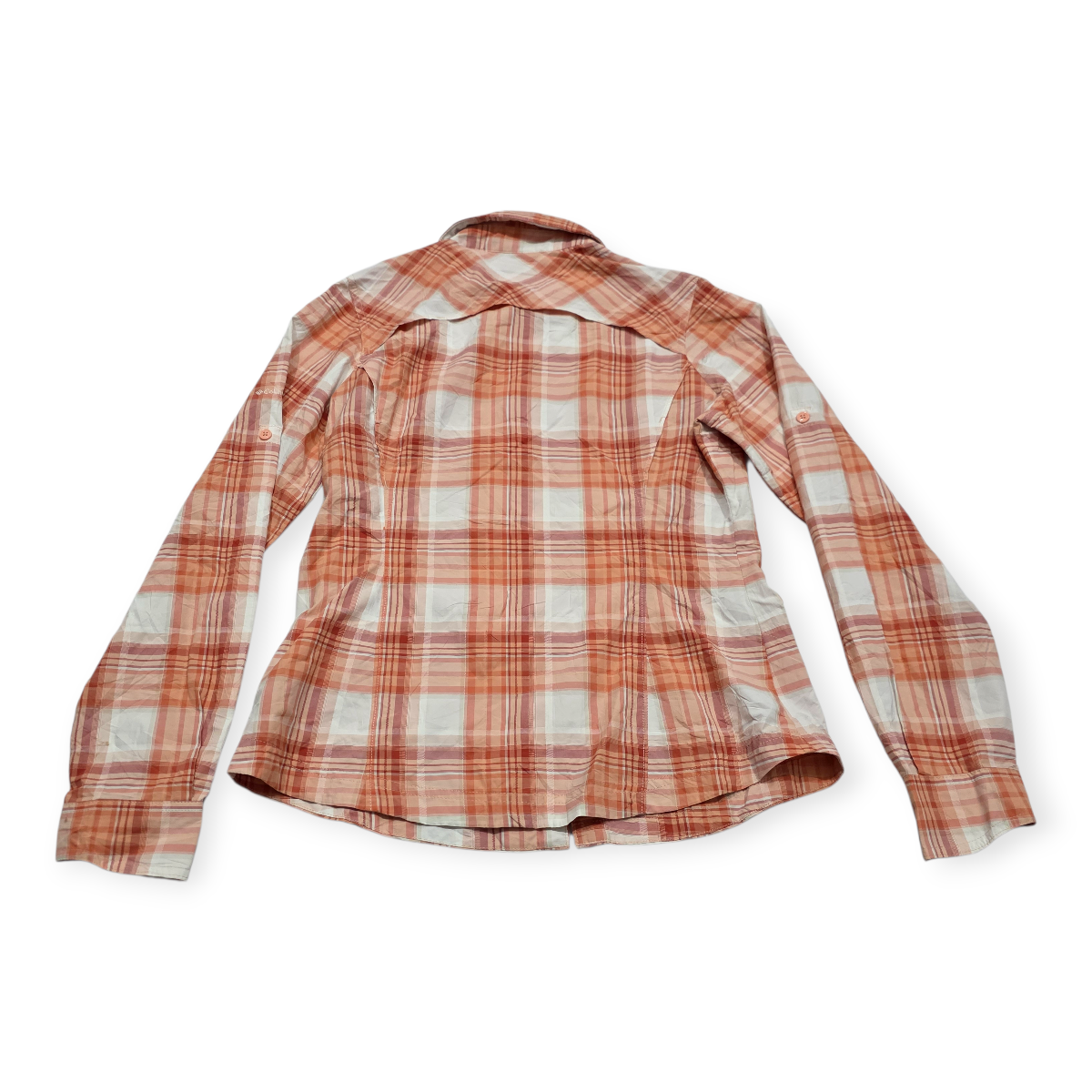 Camisa Columbia Sun Protection Naranja Blanco Cuadros