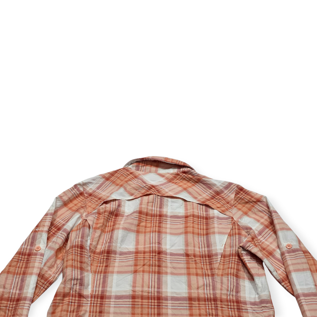 Camisa Columbia Sun Protection Naranja Blanco Cuadros