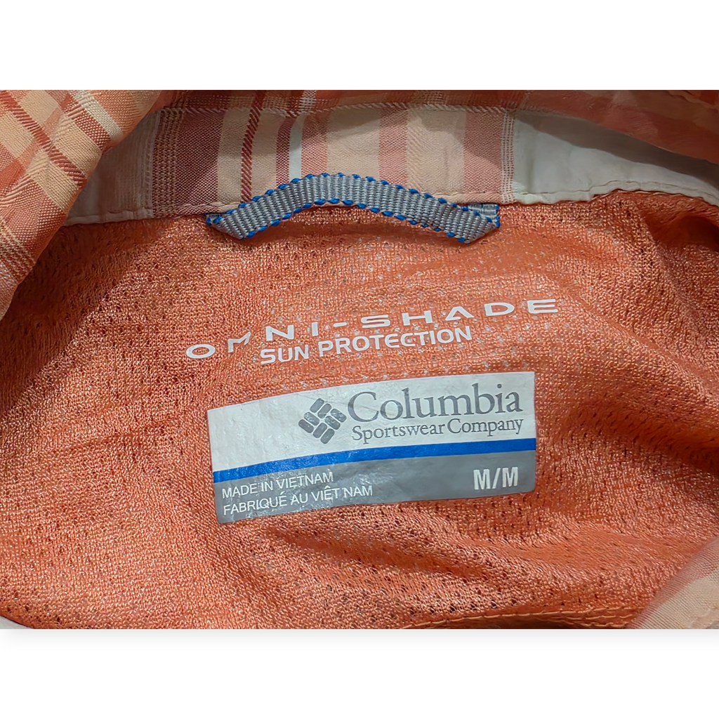 Camisa Columbia Sun Protection Naranja Blanco Cuadros