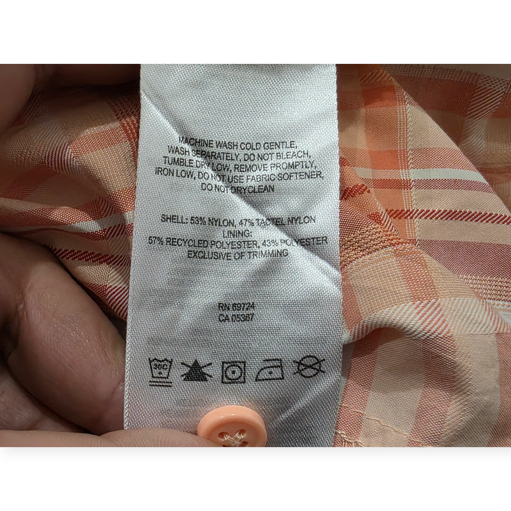 Camisa Columbia Sun Protection Naranja Blanco Cuadros