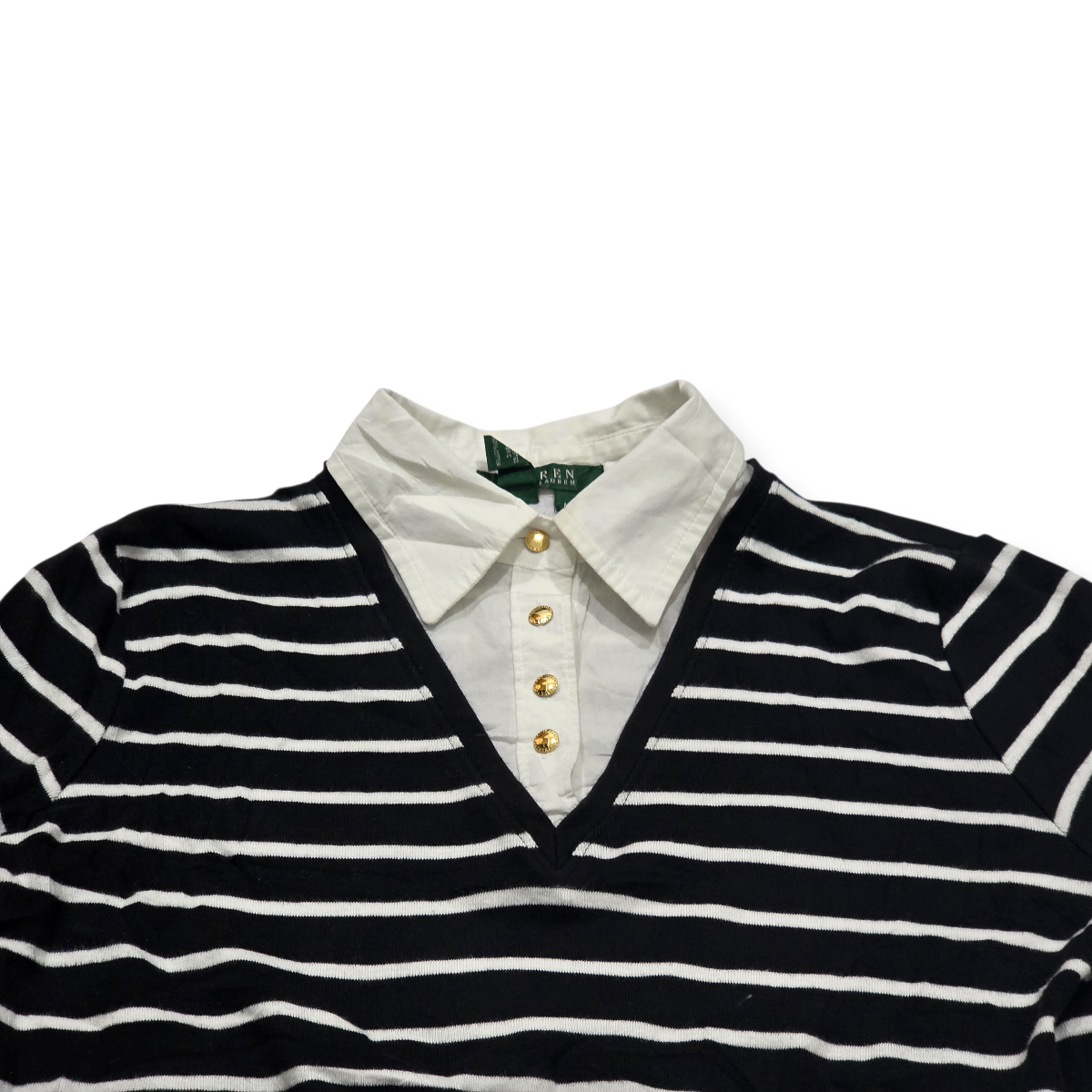 Blusa Ralph Lauren De Mujer Mediana Azul Con Lineas