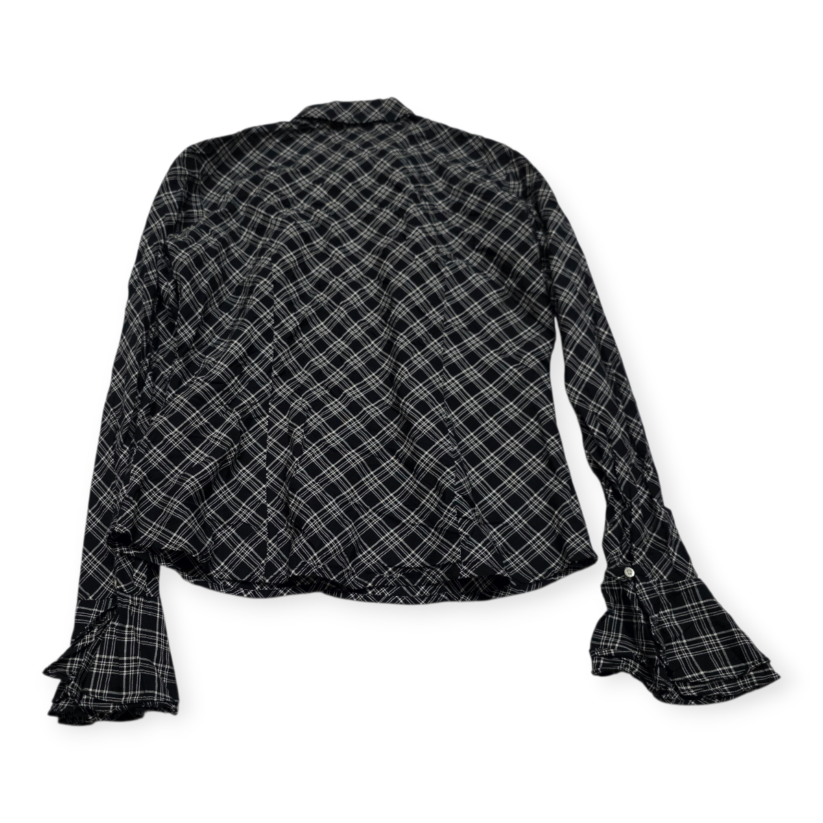 Camisa Ralph Lauren Mediana Mcuadros Negro/gris Manga Amplia
