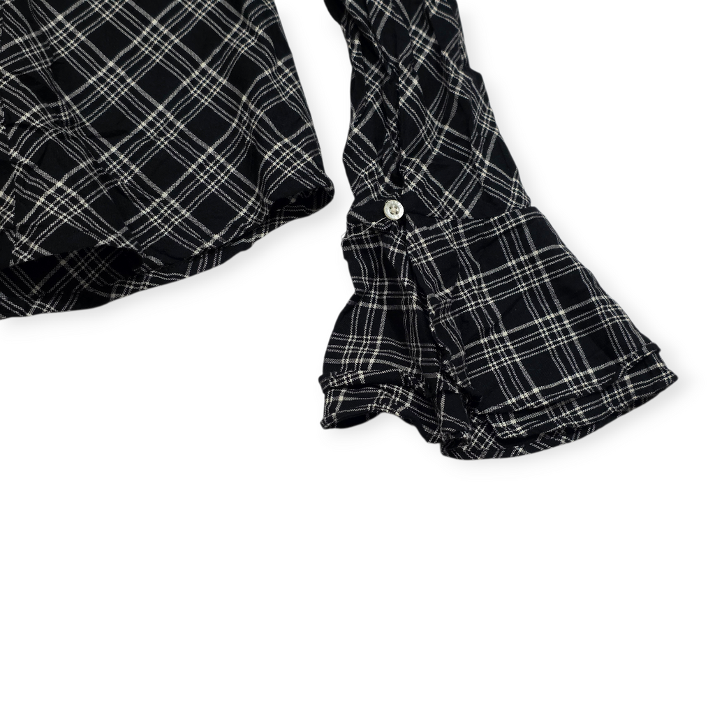 Camisa Ralph Lauren Mediana Mcuadros Negro/gris Manga Amplia