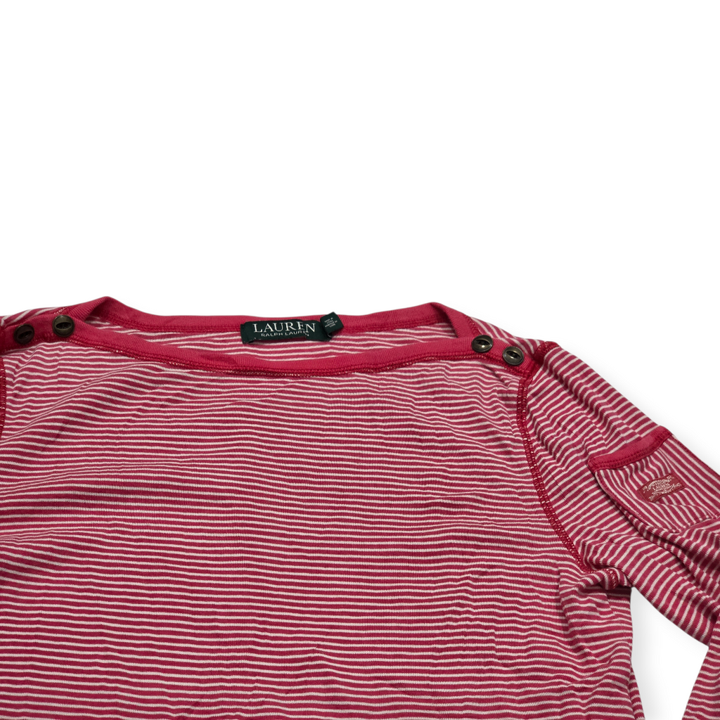Playera Ralph Lauren Manga 3/4 Mediana M Coral Rayada