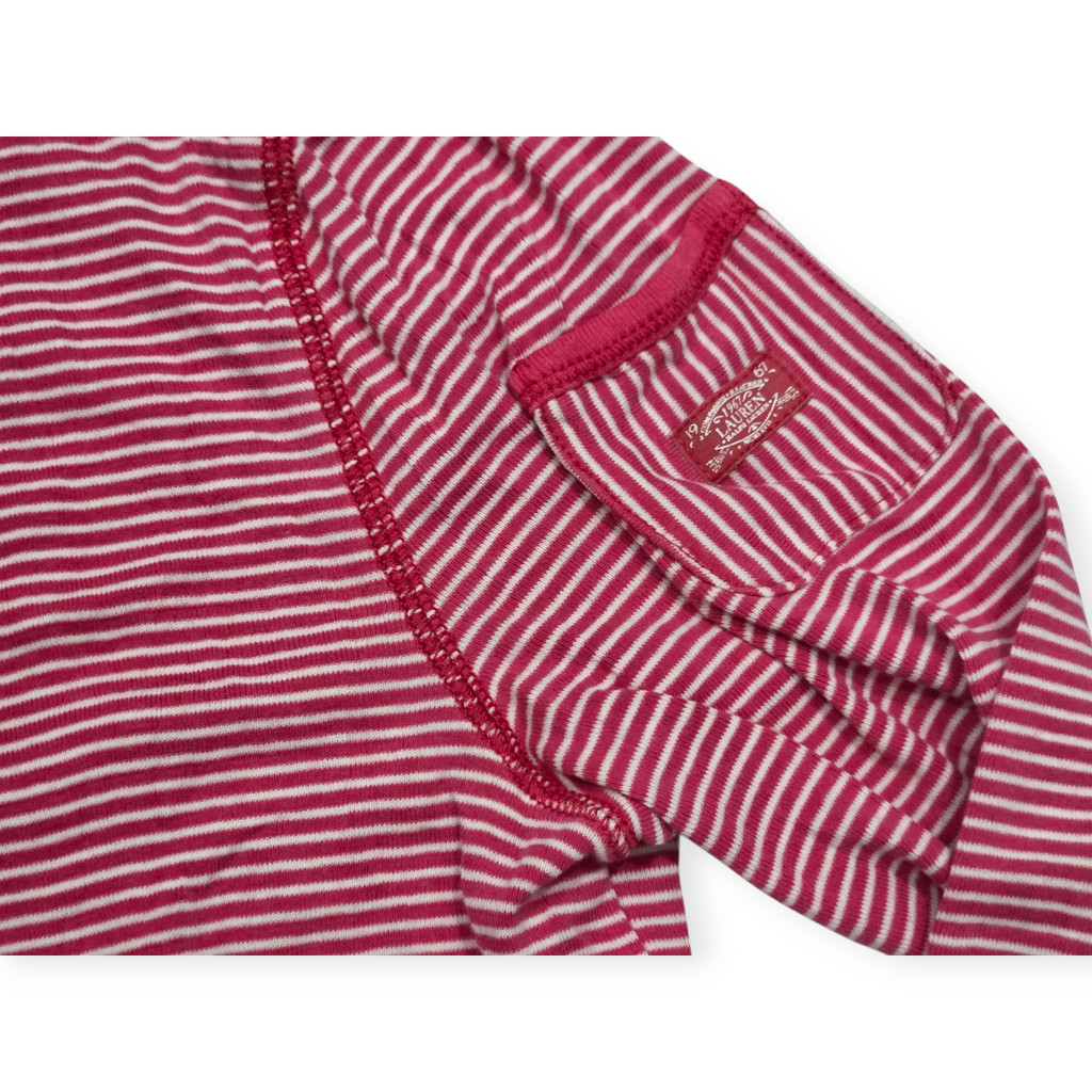 Playera Ralph Lauren Manga 3/4 Mediana M Coral Rayada