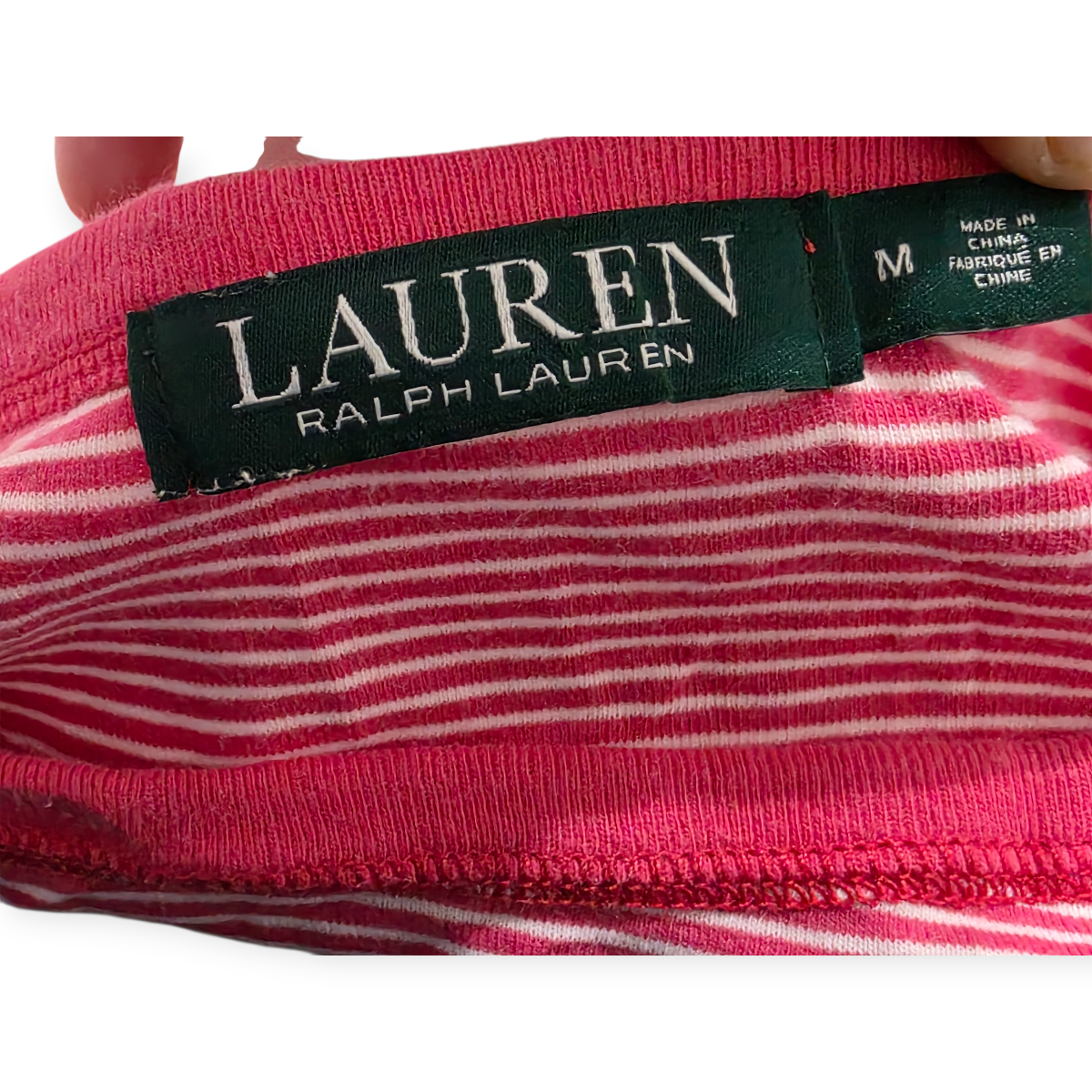 Playera Ralph Lauren Manga 3/4 Mediana M Coral Rayada