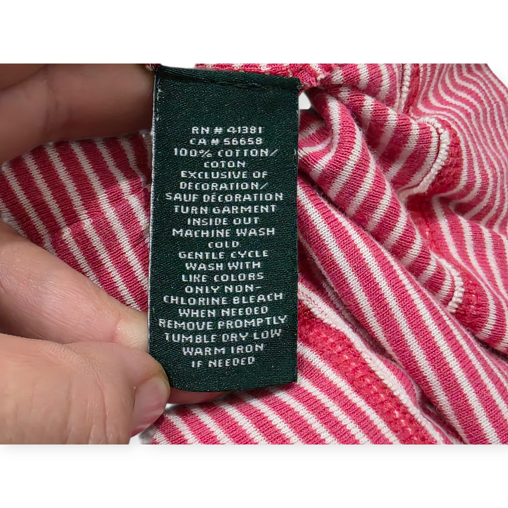 Playera Ralph Lauren Manga 3/4 Mediana M Coral Rayada