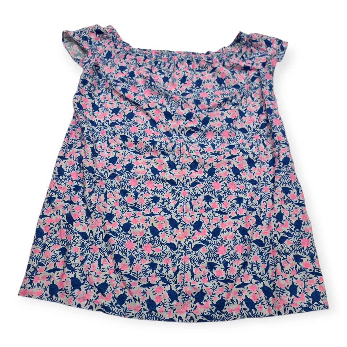 Blusa Vineyard Vines Grande L Azul Con Rosa Fosforescente