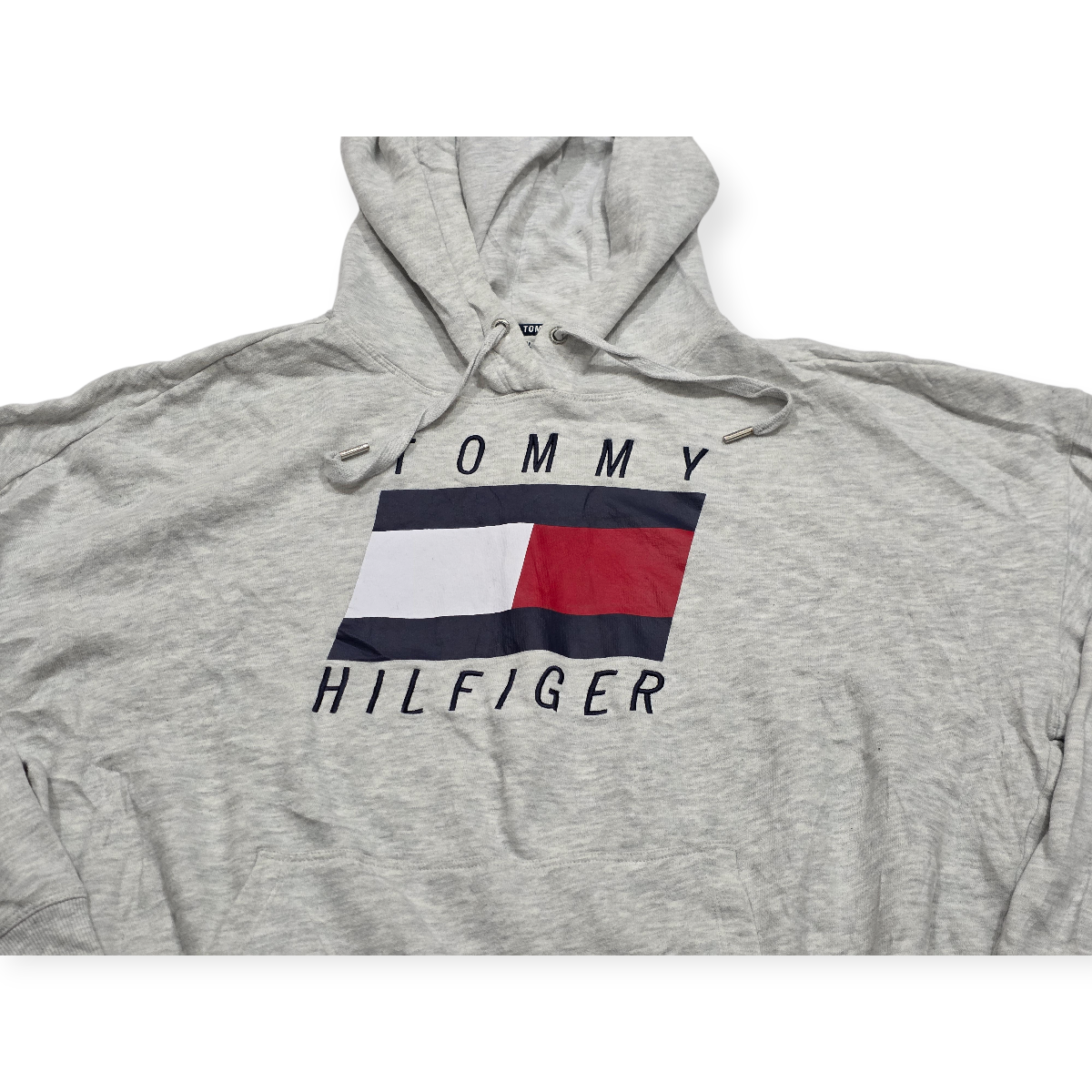 Sudadera Tommy Hilfiger De Mujer Xl Gris Claro Con Gorro