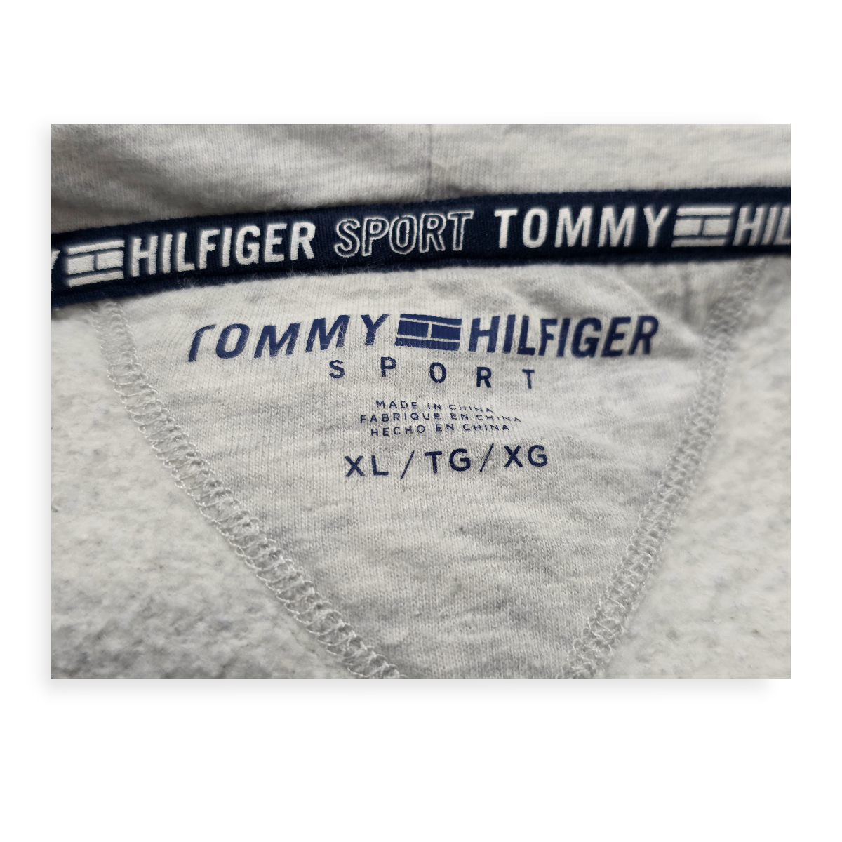 Sudadera Tommy Hilfiger De Mujer Xl Gris Claro Con Gorro