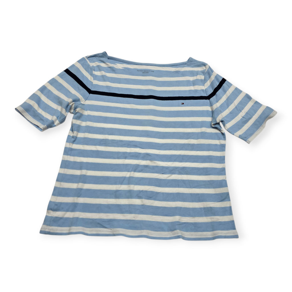 Playera Tommy Hilfiger Xgrande Azul Claro Rayada Manga Corta