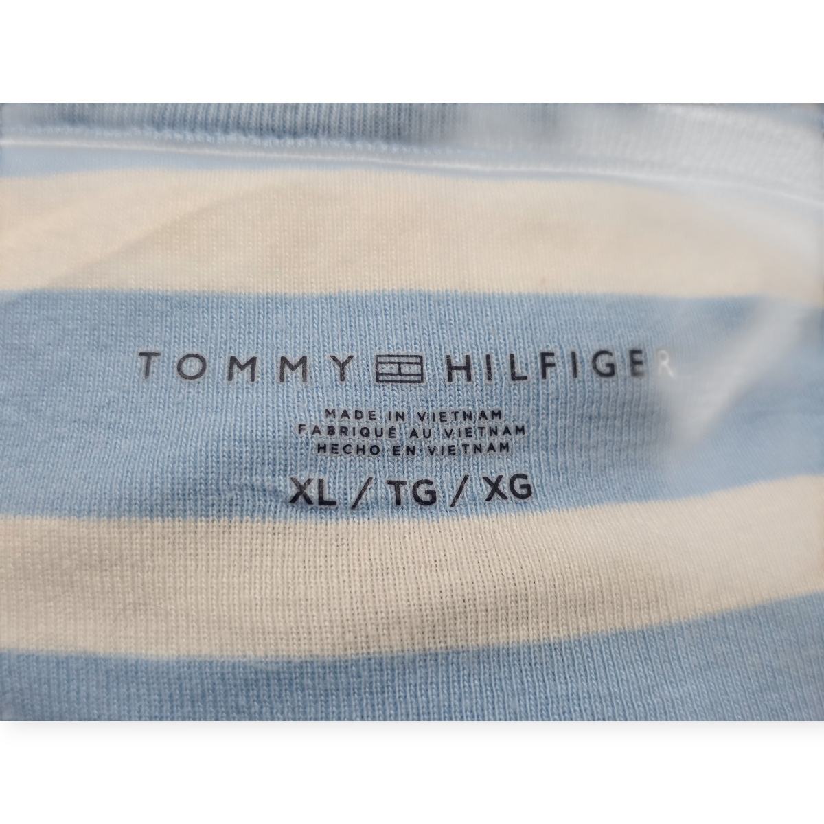 Playera Tommy Hilfiger Xgrande Azul Claro Rayada Manga Corta