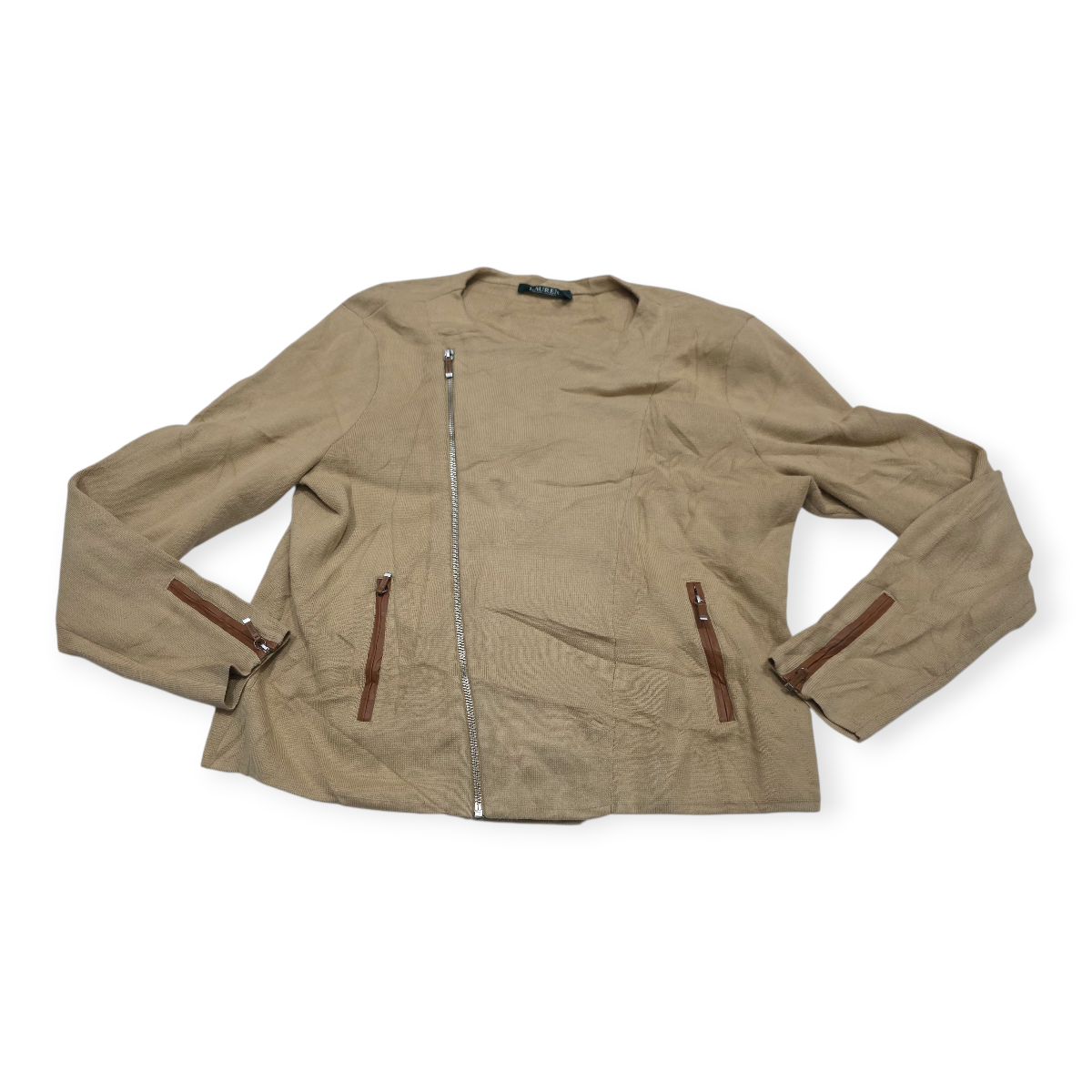 Chamarra Ligera Tipo Sueter Ralph Lauren Color Cafe De Mujer