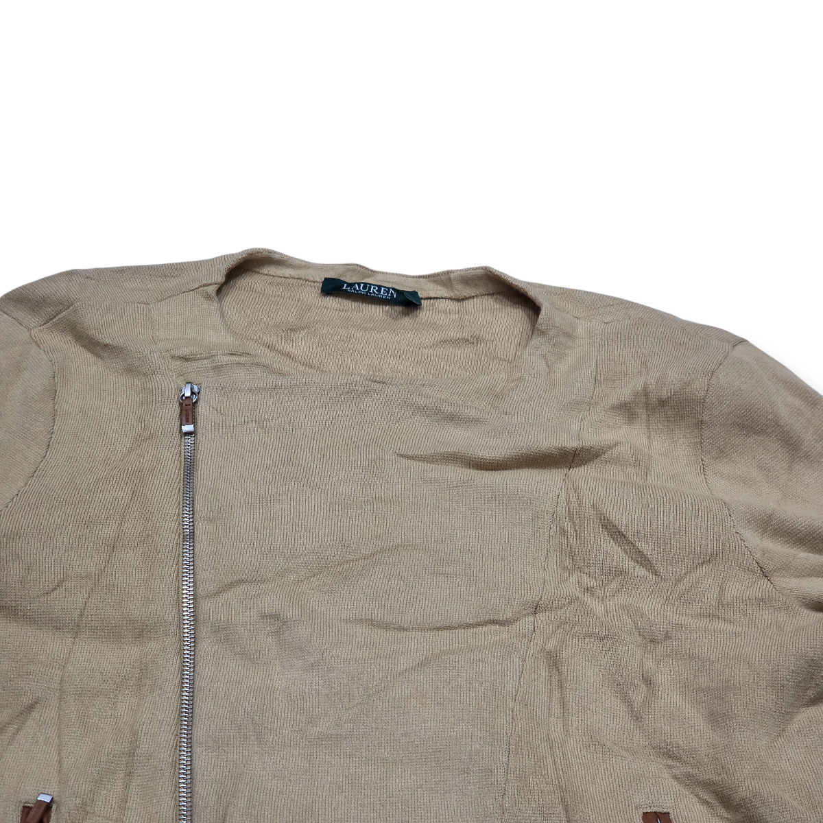 Chamarra Ligera Tipo Sueter Ralph Lauren Color Cafe De Mujer