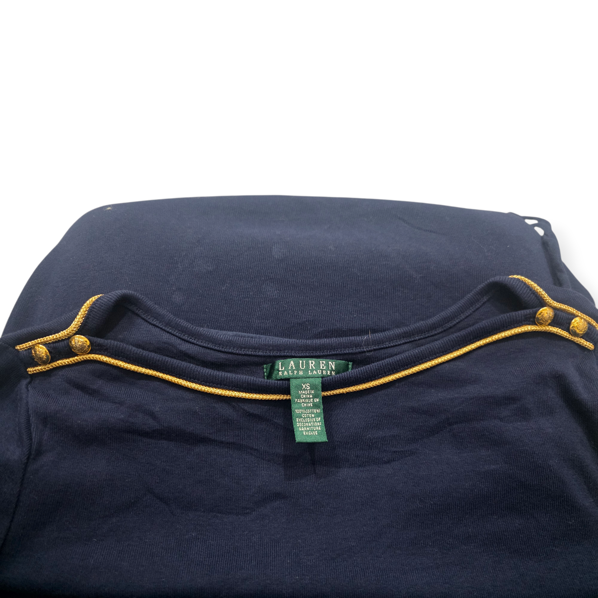Vestido Ralph Lauren Azulmarinodetalles Doradosmanga Largaxs